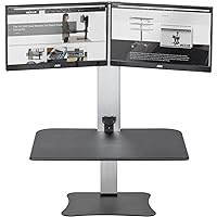 Victor DC450 Dual Monitor Electric Standing Desk, Black, 28 inch Wide Work Surface, Compatible with Any Standard Desk, Monitor Mount Included