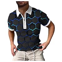 Tshirts for Men Casual Short Sleeve Golf Shirts Polo Shirts for Men Fashion with Zipper Shirt Lightweight Tops