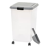 Amazon Basics Airtight Dog Food Storage Container with Scoop, 69 QT, Gray