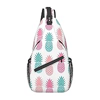 Colored Pineapple Sling Backpack, Multipurpose Travel Hiking Daypack Rope Crossbody Shoulder Bag