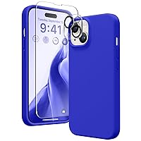 for iPhone 14 Case Silicone, with 2X Screen Protector + 2X Camera Lens Protector, [Soft Anti-Scratch Microfiber Lining], Liquid Silicone Shockproof Protective Phone Cover 6.1