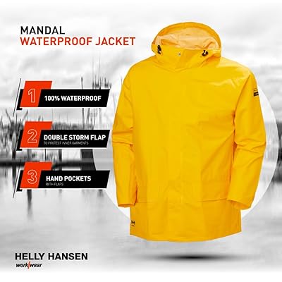 Helly-Hansen Workwear Mandal Adjustable Waterproof Jackets for Men - Heavy  Duty Comfortable PVC-Coated Protective Rain Coat