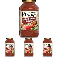 Prego Italian Sausage and Garlic Meat Sauce, 23.5 OZ Jar (Pack of 4)