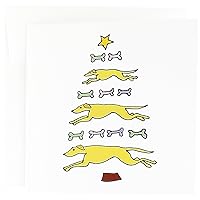 Funny Greyhound Dogs and Bones Christmas Tree Abstract - Greeting Cards, 6 x 6 inches, set of 12 (gc_224783_2)