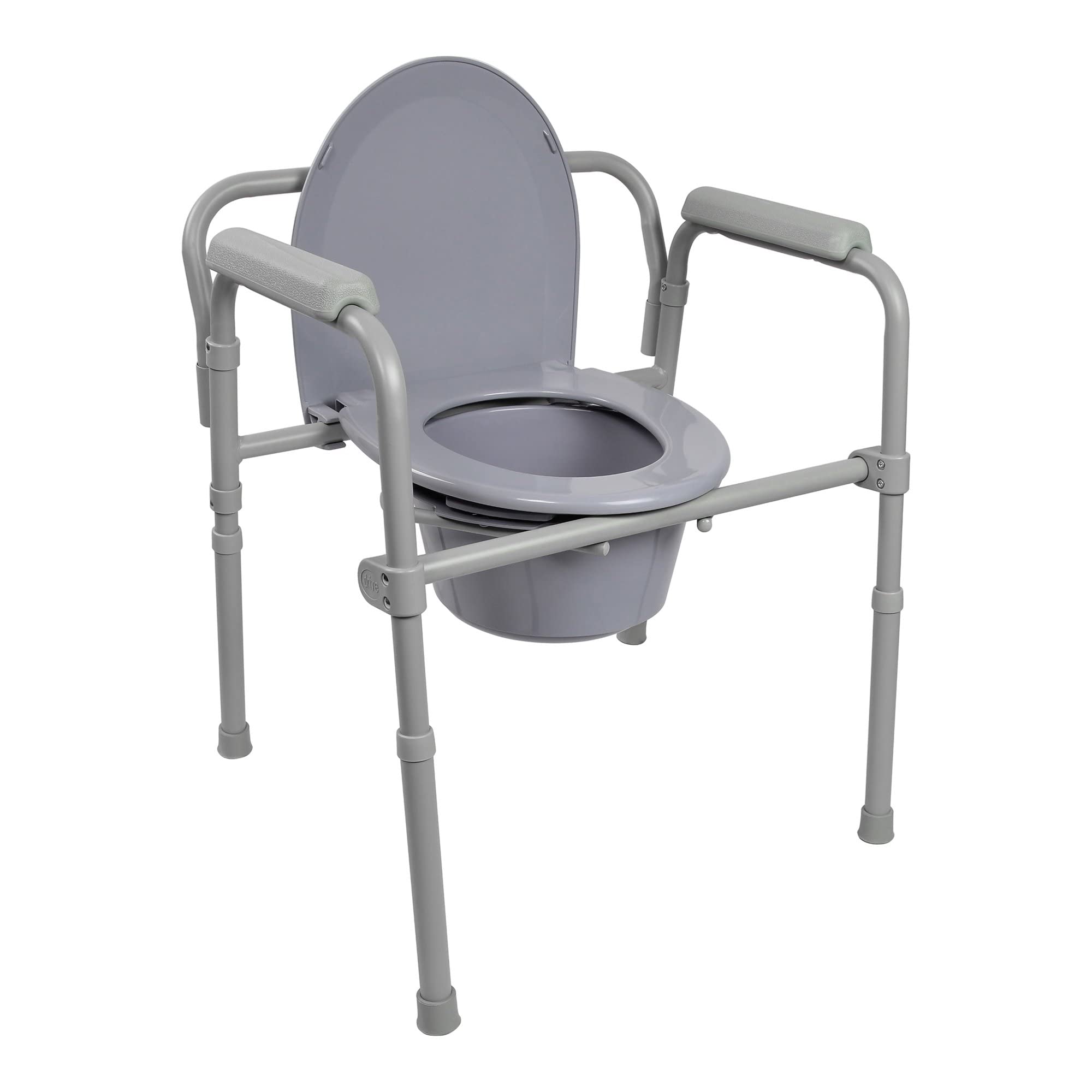 McKesson Folding Bariatric Commode Chair with 7.5 qt Bucket, 350 lbs Weight Capacity, 13 1/2 in Seat Width, 1 Count