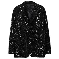 Black Sequin Shinny Shirt Jacket Men Casual Oversized Blazer Stage Party Nightclub Blazer Jacket