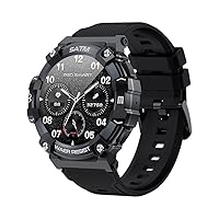 Smart Watch - Rugged Outdoor Fitness Watch, Bluetooth Call (Answer/Make Calls),100+ Sports Modes, Blood Oxygen Monitor, IP68 Water-Resistant Smartwatch for Android iPhones (Black)