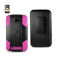 Reiko RKSLCPC09-SAMI9220BKHP Silicone Case with Hard Cover Holster Combo for Samsung Galaxy Note - 1 Pack - Retail Packaging - Black/Hot Pink