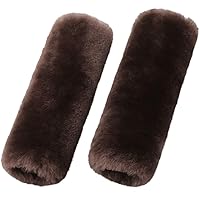 2 Pack Car Seat Belt Cover Cushion, Fluffy Soft Sheepskin Auto Should Seat Belt Pads, Neck Protector for Women Adults Baby Kids Pet (Teak)