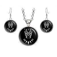 Panther Necklace, Superhero Pendant, Comics Earrings, Superhero League Necklace, Image Under Glass Jewelry