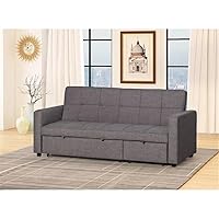 CHCDP Convertible Sofa Bed 1pc Dark Gray Fabric Upholstered Living Room Furniture