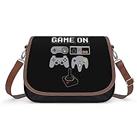 Game On Retro Video Game Controller Women's Crossbody Bag PU Messenger Bag Shoulder Handbag Pocket Purse for Travel Office