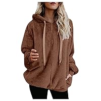 SNKSDGM Women Fuzzy Fleece Jacket Winter Warm Hooded Button Down Soft Faux Utility Shacket Coats Outerwear with Pocket