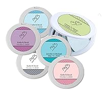 Personalized Compact Mirrors Wedding, Bridal Shower Favors with Customized Label - 100 Mirrors