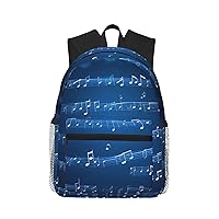 Blue Musical Notes Print Backpacks Casual,Pacious Compartments,Work,Travel,Outdoor Activities Unisex Daypacks