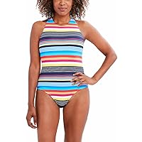 Nautica Womens Cross Back One Piece Swimsuit (Small, Hold The Line)