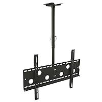 Mount-It Ceiling TV Mount For 32 37 40 42 43 50 55 60 65 70 Inch Flat Panel Televisions, Articulating Hanging Swivel TV Pole Bracket Adjustable Height 175 Pound Capacity, Black (MI-501B), Single
