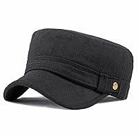 Unisex Military Hat Men Women Cotton Twill Flat Top Baseball Cap Adjustable Daily Cadet Hat