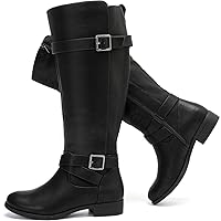 Luoika Women's Extra Wide Calf Knee High Boots, Wide Width Round-Toe Blocked Heel Winter Tall Boots.Black,190503,13XW