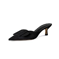 Fericzot Mules for Women,Slingback Buckle Pumps Pointed Toe slippers Kitten Heels Shoes Slides Backless Dress Sandals