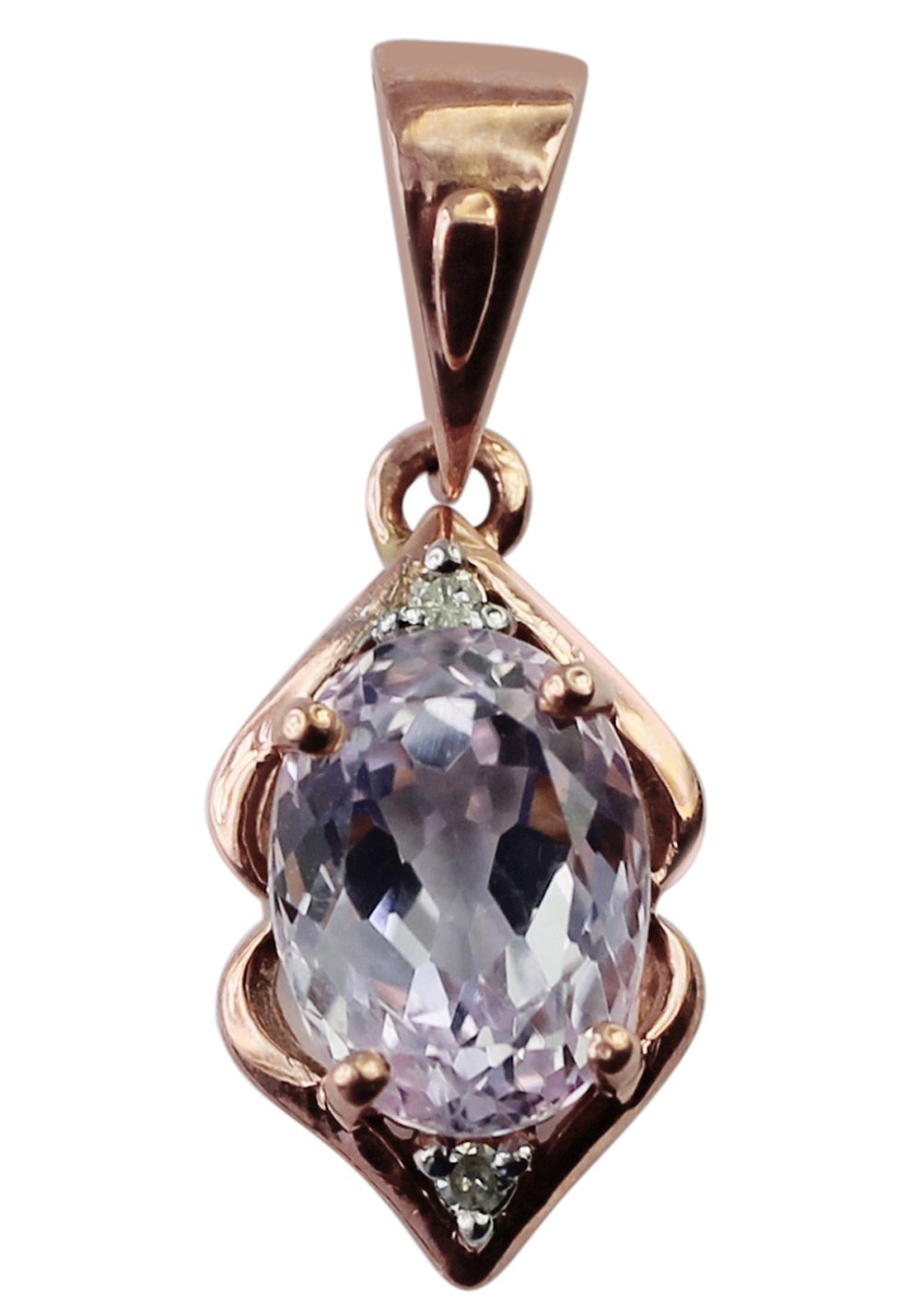 Carillon Kunzite Natural Gemstone Oval Shape Pendant 925 Sterling Silver Casual Jewelry | Rose Gold Plated