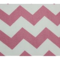 Fleece Fabric Printed Anti Pill Wavy Chevron Pink White Background