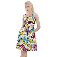 CowCow Womens Skater Dress with Pockets Pizza Emoji Lips Pop Art Swing Knee Length Dress, XS-5XL