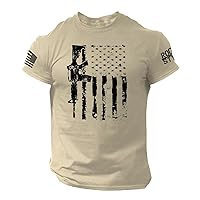 Patriotic Shirts for Men American Flag USA Independence Day Tactical Shirt Short Sleeve Casual Muscle Dry Fit Workout Tops
