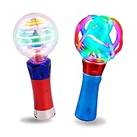 Light Up Spinning Wand Toy for Kids - Sensory LED Spinner with Magic Ball - Autism Toys for Boys & Girls - Fun Glow Party Favor, Toddler Gift