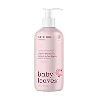 ATTITUDE 2-in-1 Shampoo and Body Wash for Baby, Fragrance-Free EWG Hypoallergenic Plant- and Mineral-Based Ingredients, Vegan and Cruelty-Free, Unscented, 16 Fl Oz