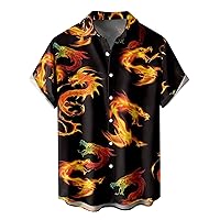 Men's Casual Button Down Hawaiian Shirt Short Sleeve Linen Shirt Summer Beach Regular-fit Speard Collar Cotton Tops