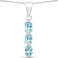 0.62 Carat Genuine .925 Sterling Silver Pendant - Blue Sapphire, Citrine, Emerald, Ruby, or Swiss Blue Topaz