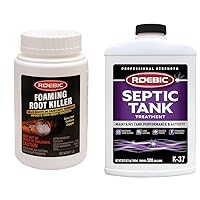 Roebic FRK-1LB Foaming Root Killer, Clears Pipes and Stops New Growth & K-37-Q Septic Tank Treatment Removes Clogs, Environmentally Friendly Bacteria Enzymes Safe