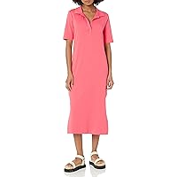 Amazon Essentials Womens Organic Cotton Jersey Short-Sleeve Midi Polo Dress (Available in Plus Size)