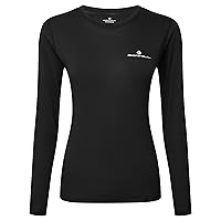 Ronhill Women's Core L/S Tee T Shirt, Black/Bright White, 16 UK