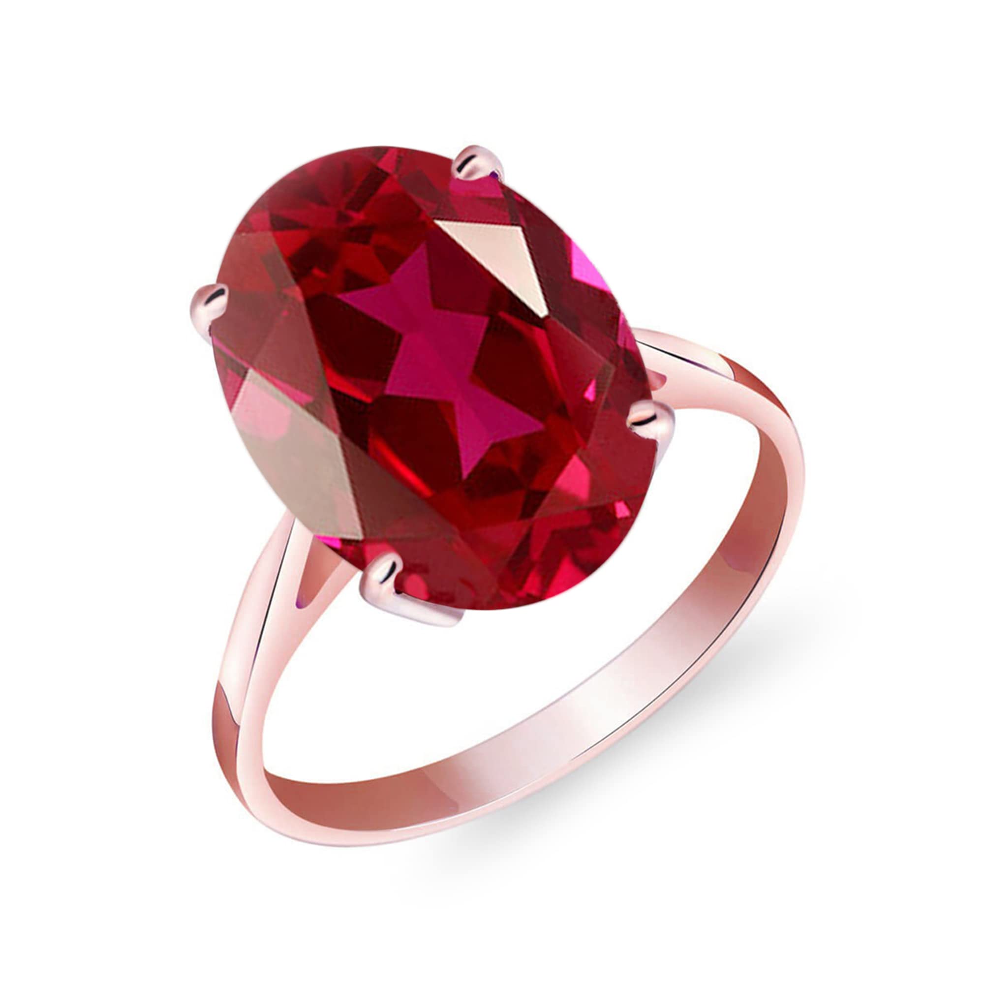 Galaxy Gold GG 14k Solid Rose Gold Ring 7.5 ct Oval-Shaped Ruby