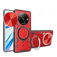 Case for Xiaomi 13 Ultra,Military Flashing [Built-in Kickstand] Magnetic Rotate Ring Holder Heavy Duty TPU+PC Shockproof Protect Phone Case for Xiaomi Mi 13 Ultra 5G (Red)