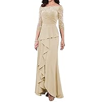 Mother of The Bride Dresses Off Shoulder - Lace Chiffon Long Wedding Guest Dresses