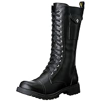 VOLATILE Stash Black Combat Boots for Women - Black Knee High Combat Boots for Women - Lace Up Boots for Women with Zipper - 1.25 Inch Heel and 1/2 Inch Platform - Cushioned Insole and Mid Pocket