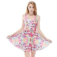 Una Youth Fashion Elegant Cute Print Sleeveless Party Picnic Party Cocktail Dress (Pink,3XL)