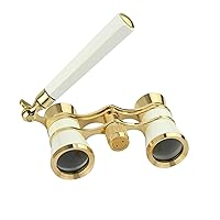 Opera Glasses, Opera Binoculars, 3X25 Theater Binoculars Compact with Adjustable Handle for Adults Kids Women in Concert Theater Opera (White with Handle)