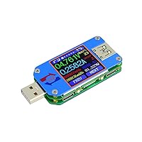 UM25C USB Meter Tester Voltage Current Bluetooth Battery Power Charger Voltmeter Ammeter Multimeter Tester, 1.44 Inch Color LCD Display USB 2.0 Type- C Cable Resistance Load Impedance Meter