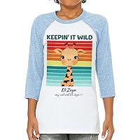 Keepin' It Wild Kids' Baseball T-Shirt - Kids Stuff - Birthday Presents - White Denim, L