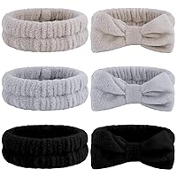 Spa Headband for Women 6 Pcs Bow Tie Hair Band for Washing Face Skincare Headbands Cute Head Bands Coral Fleece Spa Accessories for Makeup Shower Spa Facial