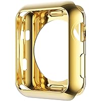 Leotop Compatible with Apple Watch Case 45mm 41mm, Soft Flexible TPU Coated Protection Bumper Shiny Cover Lightweight Compatible with iWatch Series 7 SE (45mm, Gold)