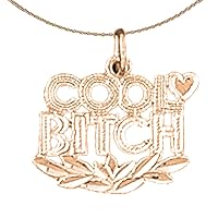 Saying Necklace | 14K Rose Gold Cool Bitch Saying Pendant with 18