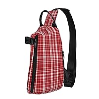 Plaid Red And Black Print Cross Bag Casual Sling Backpack,Daypack For Travel,Hiking,Gym Shoulder Pack