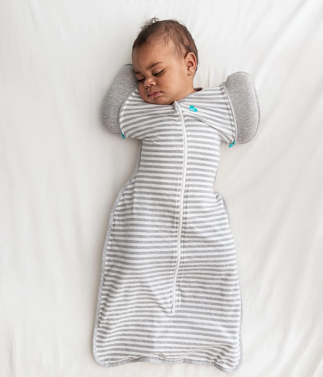 Love to Dream Swaddle UP Transition Bag Self-Soothing Sleep Sack 24-30.5 lbs, Patented Zip-Off Wings, Gently Help Baby Safely Transition from Swaddling to Arms Free Before Rolling, 1.0TOG Gray, XL