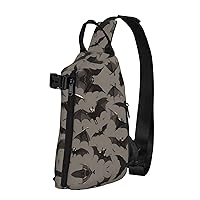 Halloween Bats Grey Print Crossbody Backpack Cross Pack Lightweight Sling Bag Travel, Hiking
