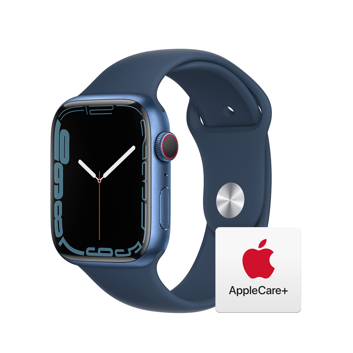 Apple Watch Series 7 [GPS + Cellular 45mm] Smart Watch w/Blue Aluminum Case with Abyss Blue Sport Band. Fitness Tracker, Blood Oxygen & ECG Apps, Always-On Retina Display, Water Resistant AppleCare
